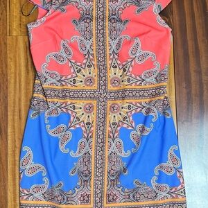 Vince Camuto Colorblocked Scuba Shift Dress - Coral - 10